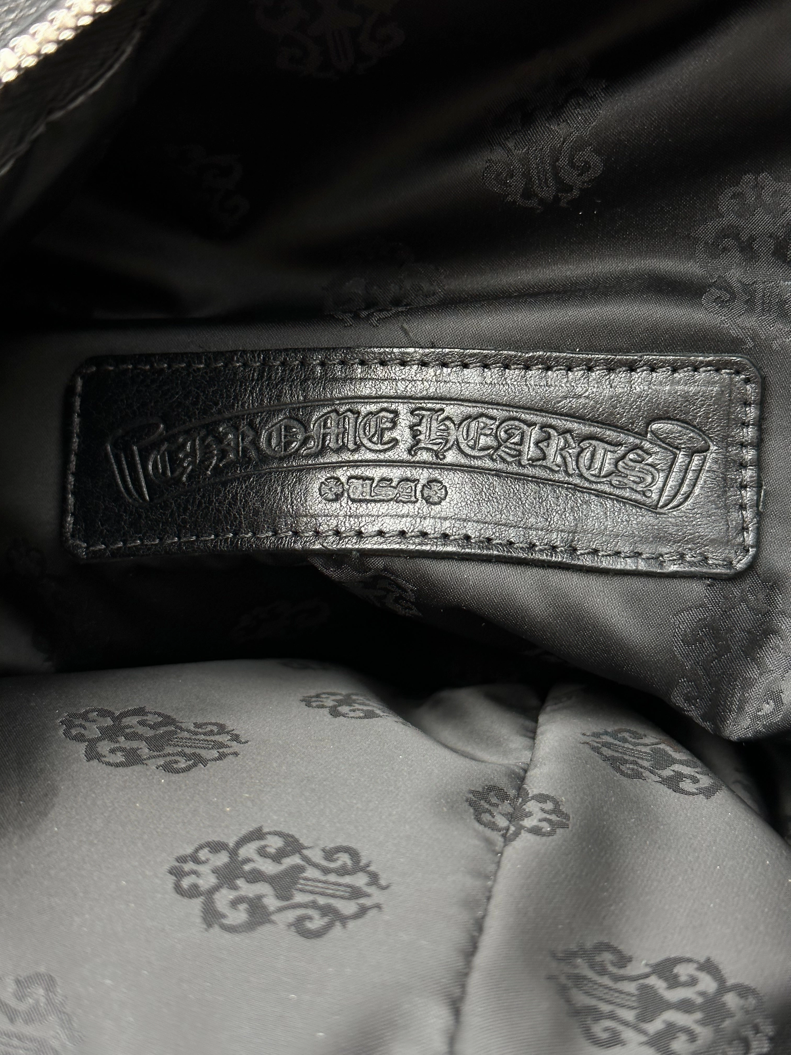 Chrome Hearts Black Leather Cross Patch Duffel Bag