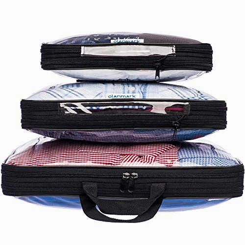 Clear Compression Packing Cubes 3 Set - Bags for Travel - Luggage Cube Organizer