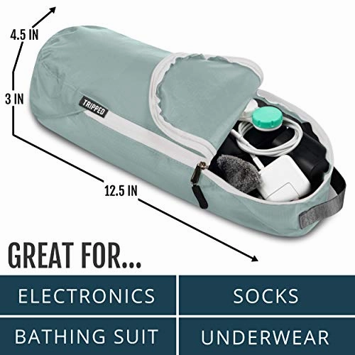 Compression Packing Cubes for Travel - Luggage and Backpack Organizer Packaging Cubes for Clothes (Dusty Teal and White, 6Piece)
