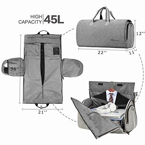 Convertible Garment Bag with Shoulder Strap, Modoker Carry on Garment Duffel Bag for Men Women - 2 in 1 Hanging Suitcase Suit Travel Bags