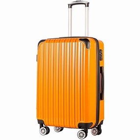 COOLIFE Luggage Expandable(only 28") Suitcase PC ABS Spinner 20in 24in 28in Carry on (Orange New,