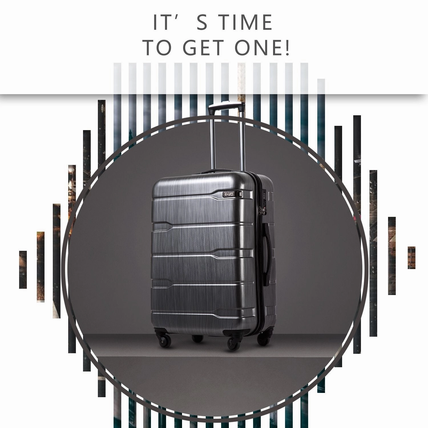 COOLIFE Luggage Expandable(only 28") Suitcase PC ABS Spinner Built-in TSA Lock 20in 24in 28in Carry on (Charcoal, S(20in_Carry on))