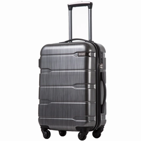 COOLIFE Luggage Expandable(only 28") Suitcase PC ABS Spinner Built-in TSA Lock 20in 24in 28in Carry on (Charcoal, S(20in_Carry on))
