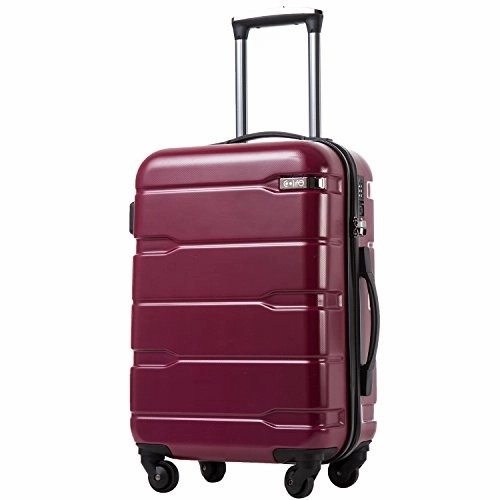 COOLIFE Luggage Expandable(only 28") Suitcase PC ABS Spinner Built-in TSA Lock 20in 24in 28in Carry on (Radiant Pink, S(20in_Carry on))