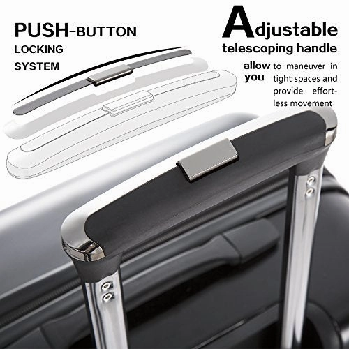 COOLIFE Luggage Expandable(only 28") Suitcase PC ABS Spinner Built-in TSA Lock 20in 24in 28in Carry on (Radiant Pink, S(20in_Carry on))