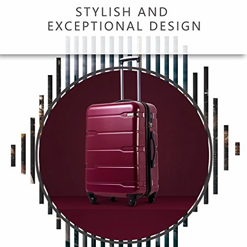COOLIFE Luggage Expandable(only 28") Suitcase PC ABS Spinner Built-in TSA Lock 20in 24in 28in Carry on (Radiant Pink, S(20in_Carry on))