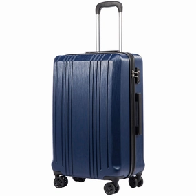Coolife Luggage Expandable Suitcase PC ABS with TSA Lock Spinner 20in 24in 28in (navy, S(20in_carry on))