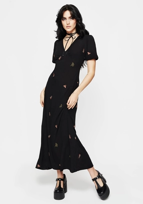 Copia Moth Embroidered Maxi Dress Dresses Womens - women's dresses clearance