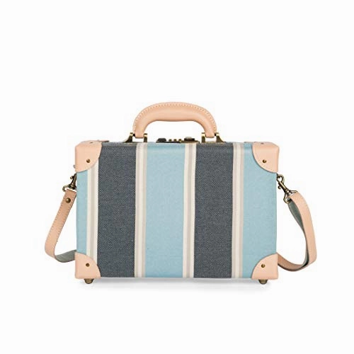 COTRUNKAGE Small 12" Women Canvas Carry On Luggage Cosmetic Bag for Girls (Sky Blue, 12")