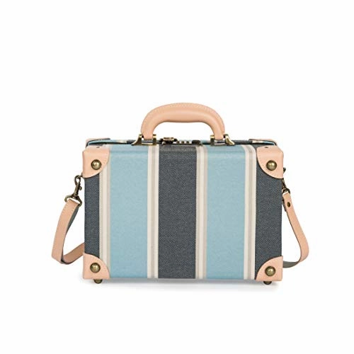 COTRUNKAGE Small 12" Women Canvas Carry On Luggage Cosmetic Bag for Girls (Sky Blue, 12")