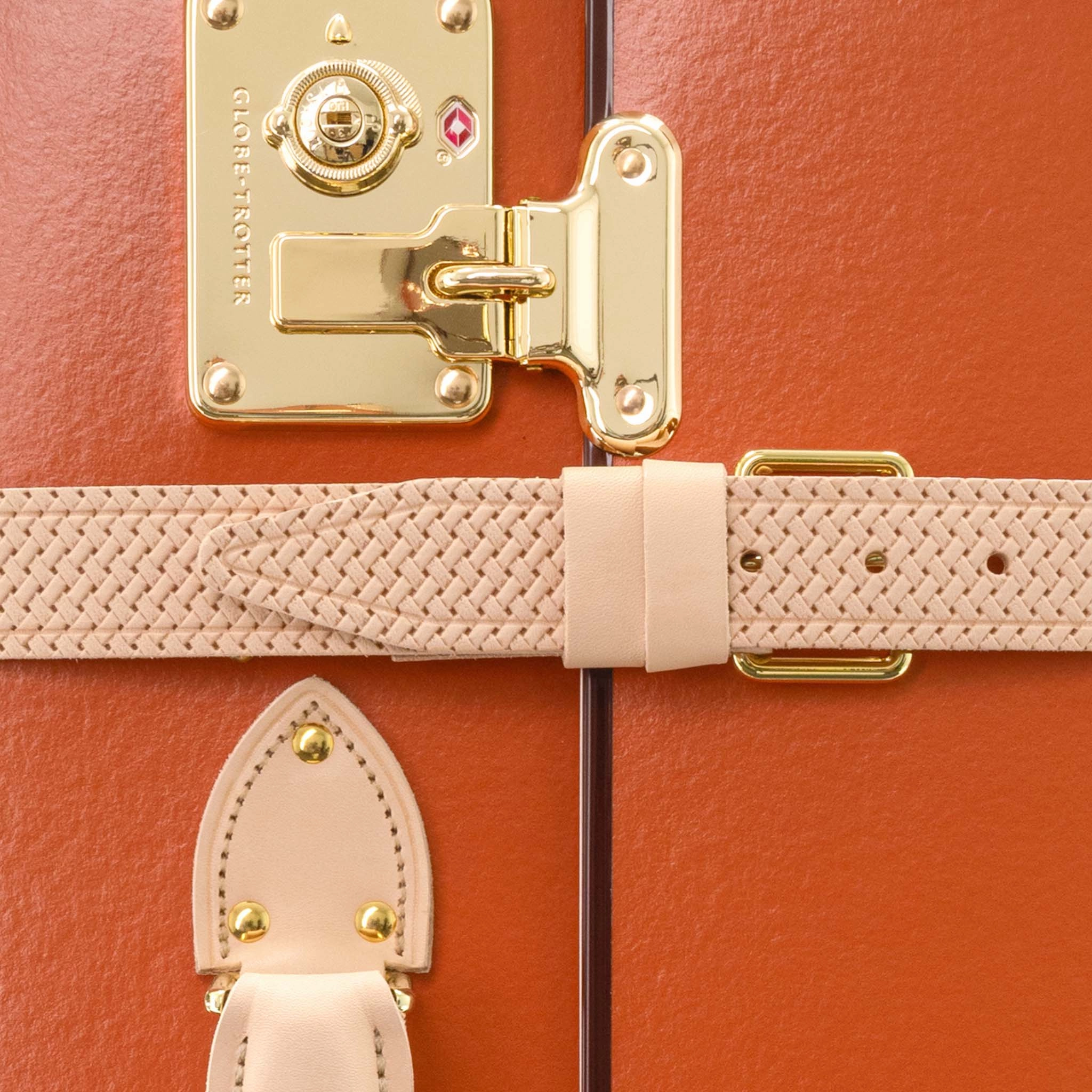 Cotswolds  Large Check-In - 4 Wheels | Orange/Natural/Gold