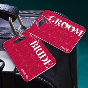 Couples Sojourn Luggage Tag - Bride Groom
