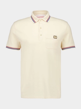 Cream Embroidered Dreamatic Cotton Polo Shirt Tops Mens - men's t-shirts outlet