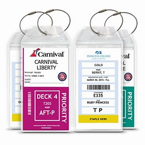 Cruise Luggage Tags Etag Holders Zip Seal and Steel Loops Thick PVC