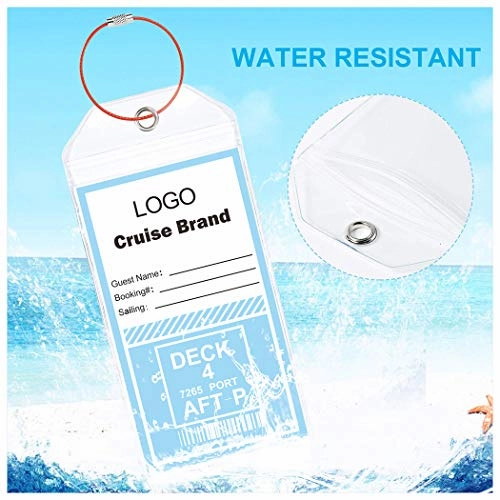 Cruise Tags Wide Luggage Tags Etag Holders Zip Seal & Steel Loops (6 tags)