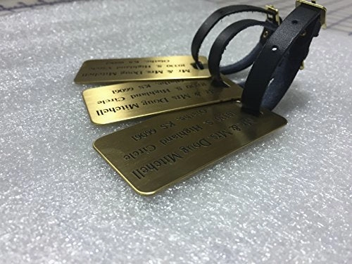 Custom Luggage Tag - Custom Engraved Brass Luggage Tag - Set Of 3 - Personalized Luggage Tag -