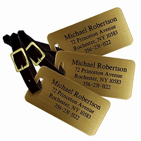 Custom Luggage Tag - Custom Engraved Brass Luggage Tag - Set Of 3 - Personalized Luggage Tag -