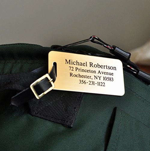Custom Luggage Tag - Custom Engraved Brass Luggage Tag - Set Of 3 - Personalized Luggage Tag -