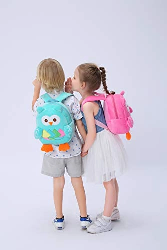 Cute Kids Toddler Backpack Plush Toy Animal Cartoon Children Bag for 1~5 Years Baby (Owl_Blue)