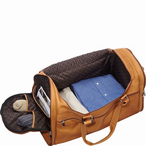 David King Vaquetta Leather Deluxe Extra Large Multi Pocket Duffel In Cafe