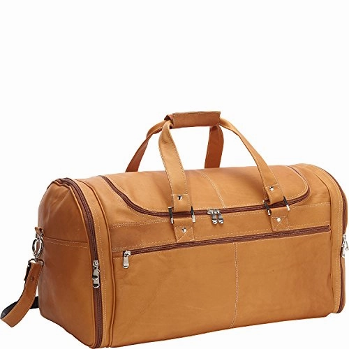 David King Vaquetta Leather Deluxe Extra Large Multi Pocket Duffel In Cafe