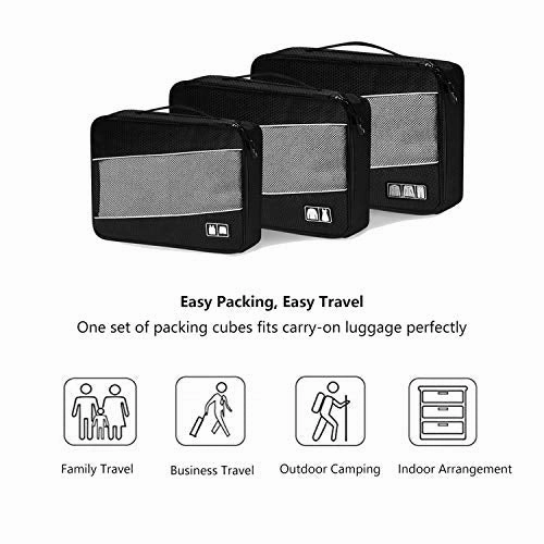 Defway Packing Cubes Travel Luggage Organizers - 3 Set Compression Cubes Bags