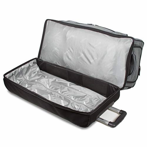 Dejuno 28" Lightweight Denim Drop Bottom Rolling Duffel Bag-Burgundy, One Size
