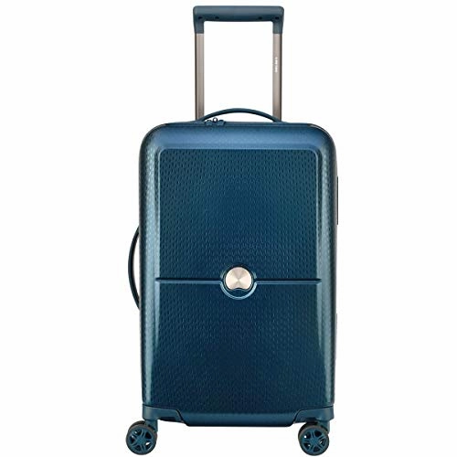Delsey Luggage Turenne Carry-On, Hard Case Spinner Suitcase (Blue)