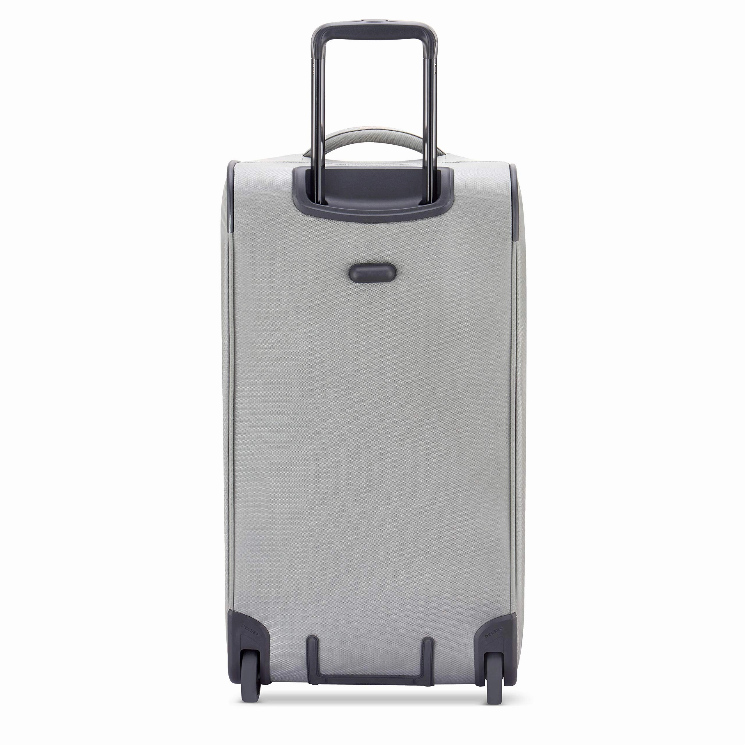 DELSEY Paris Egoa Rolling Travel Duffel Bag with 100% Recycled Materials, Light Gray, Checked-Medium 25 Inch