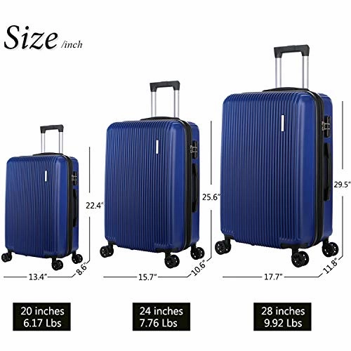 Dfavors3 Pieces Expandable Luggage Set Abc Hardside Spinner Set Lightweight Carry On Suitcase