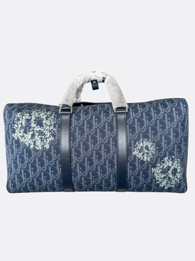Dior Denim Tears Blue Cotton Wreath Oblique Lingot 50 Duffel Bag