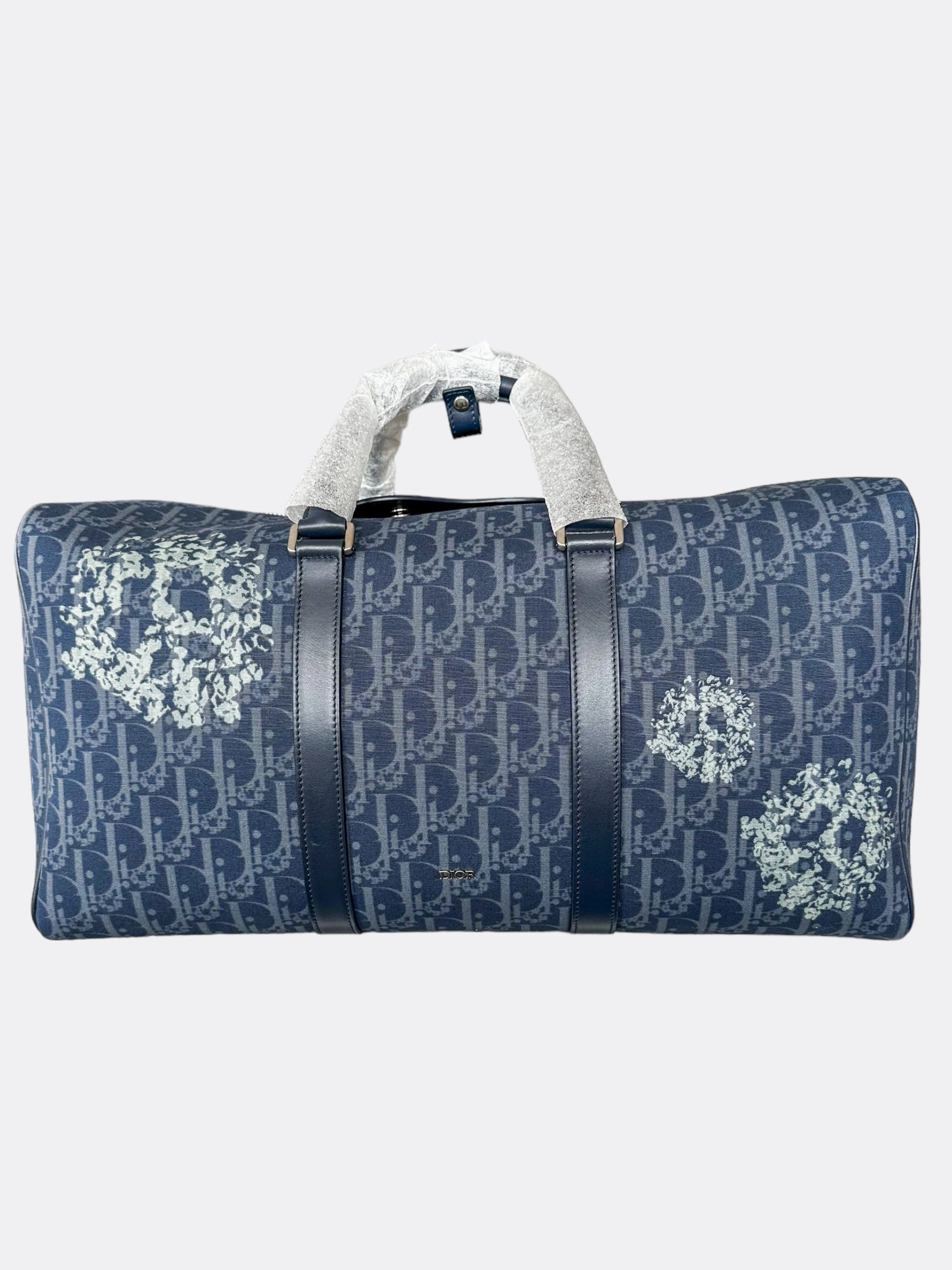 Dior Denim Tears Blue Cotton Wreath Oblique Lingot 50 Duffel Bag