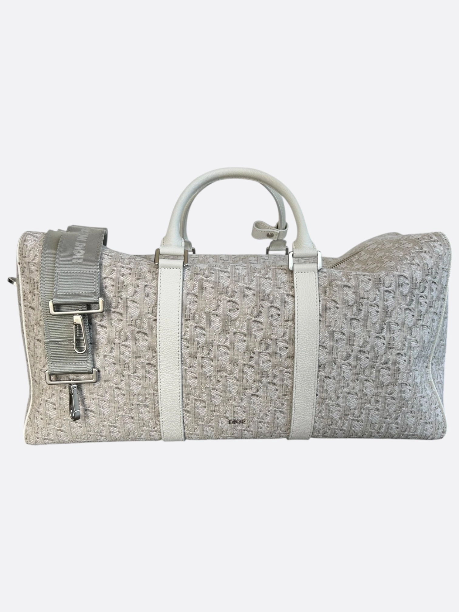 Dior White Oblique Lingot 50 Duffle Bag