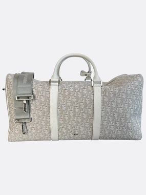 Dior White Oblique Lingot 50 Duffle Bag