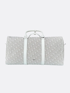 Dior White Oblique Lingot 50 Duffle Bag