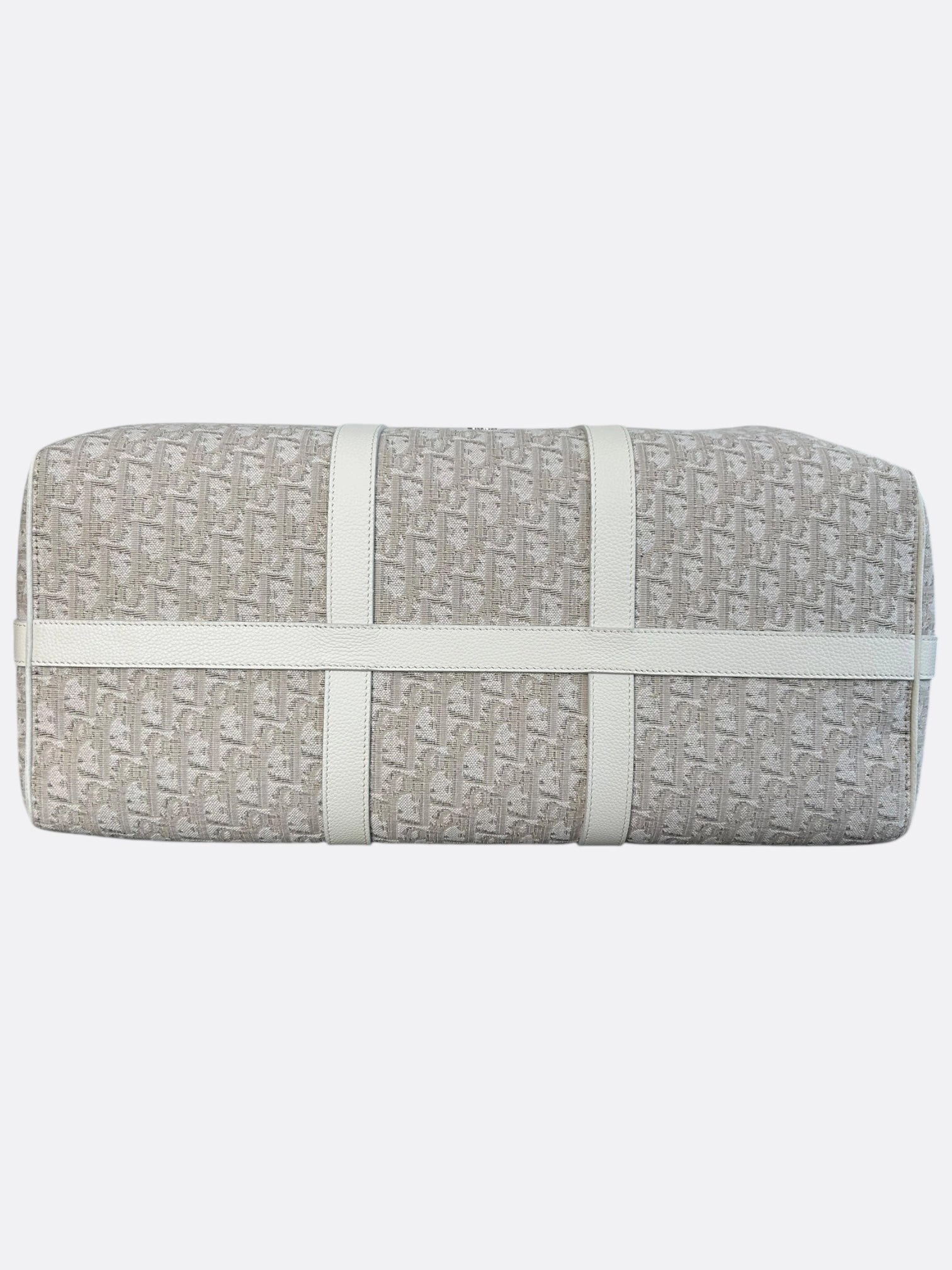 Dior White Oblique Lingot 50 Duffle Bag