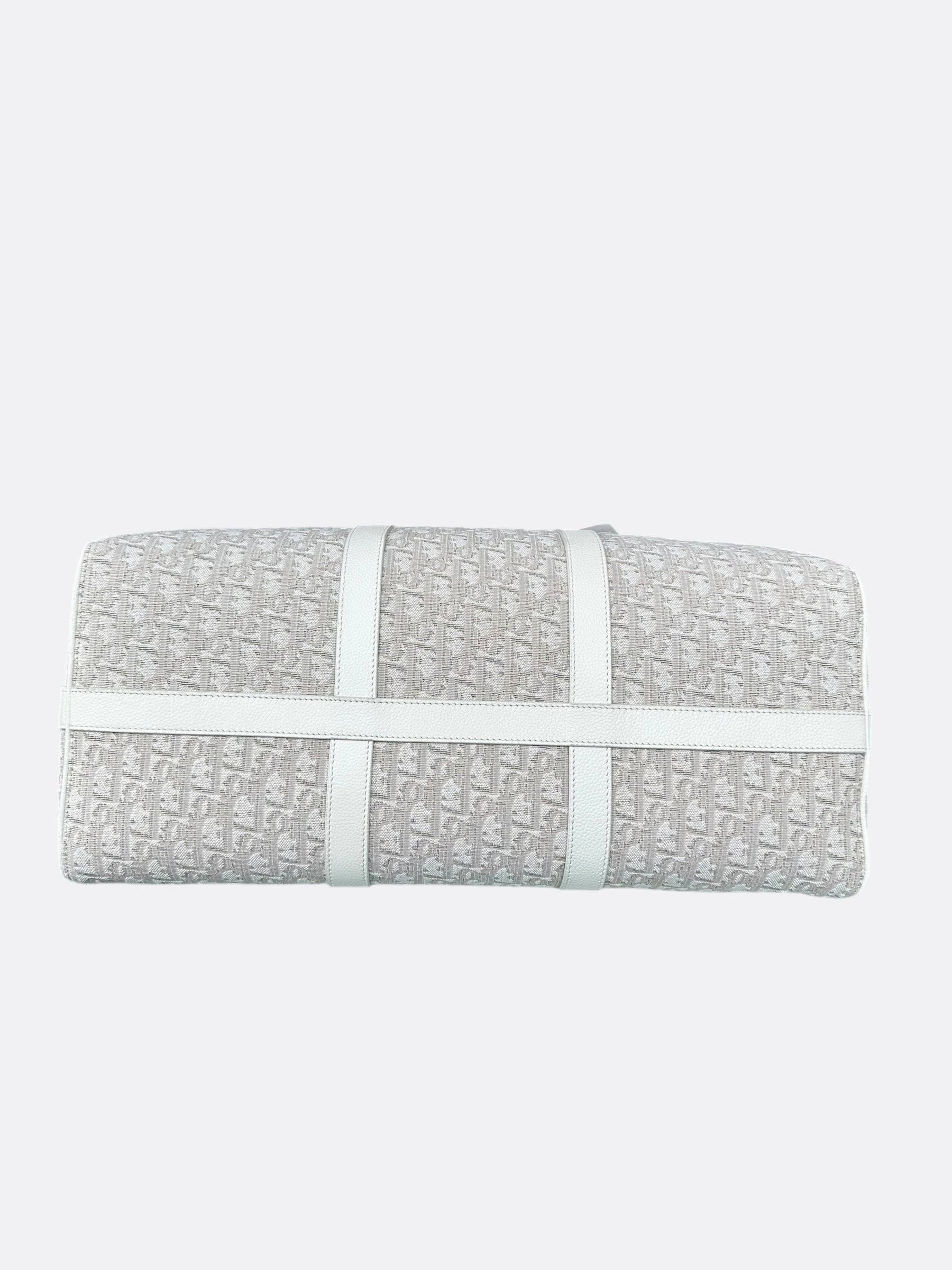 Dior White Oblique Lingot 50 Duffle Bag