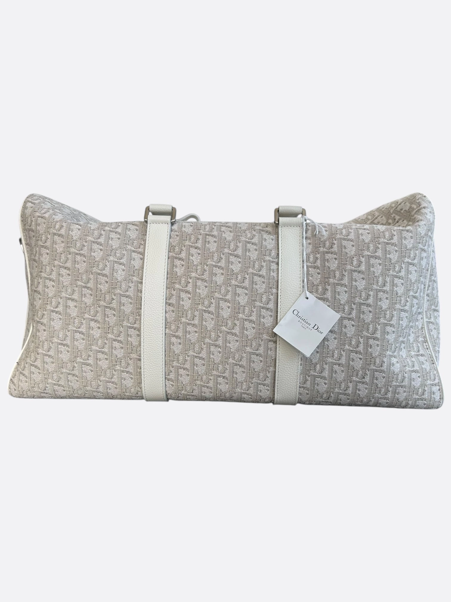 Dior White Oblique Lingot 50 Duffle Bag