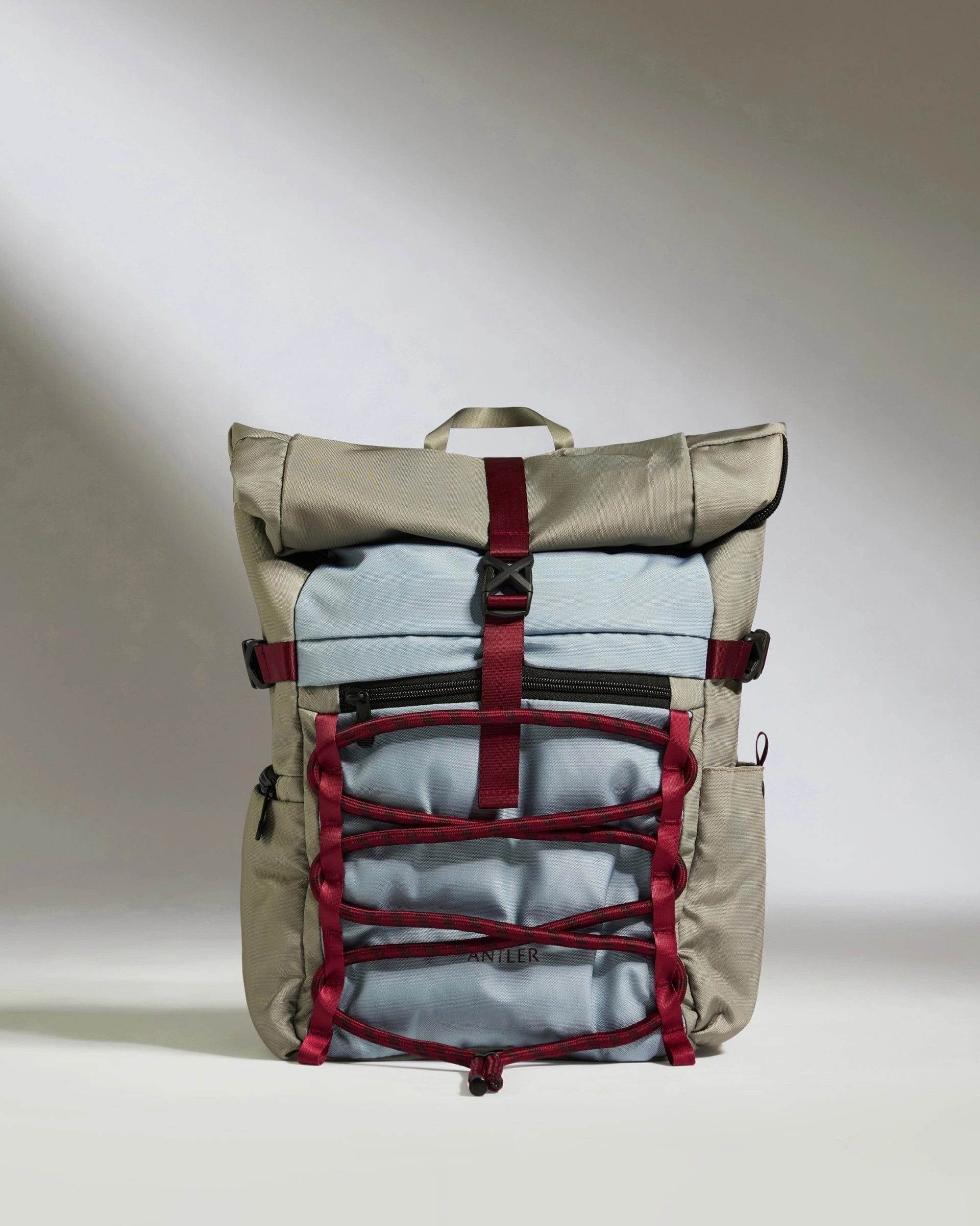 Discovery Roll Top Backpack in Mist Blue