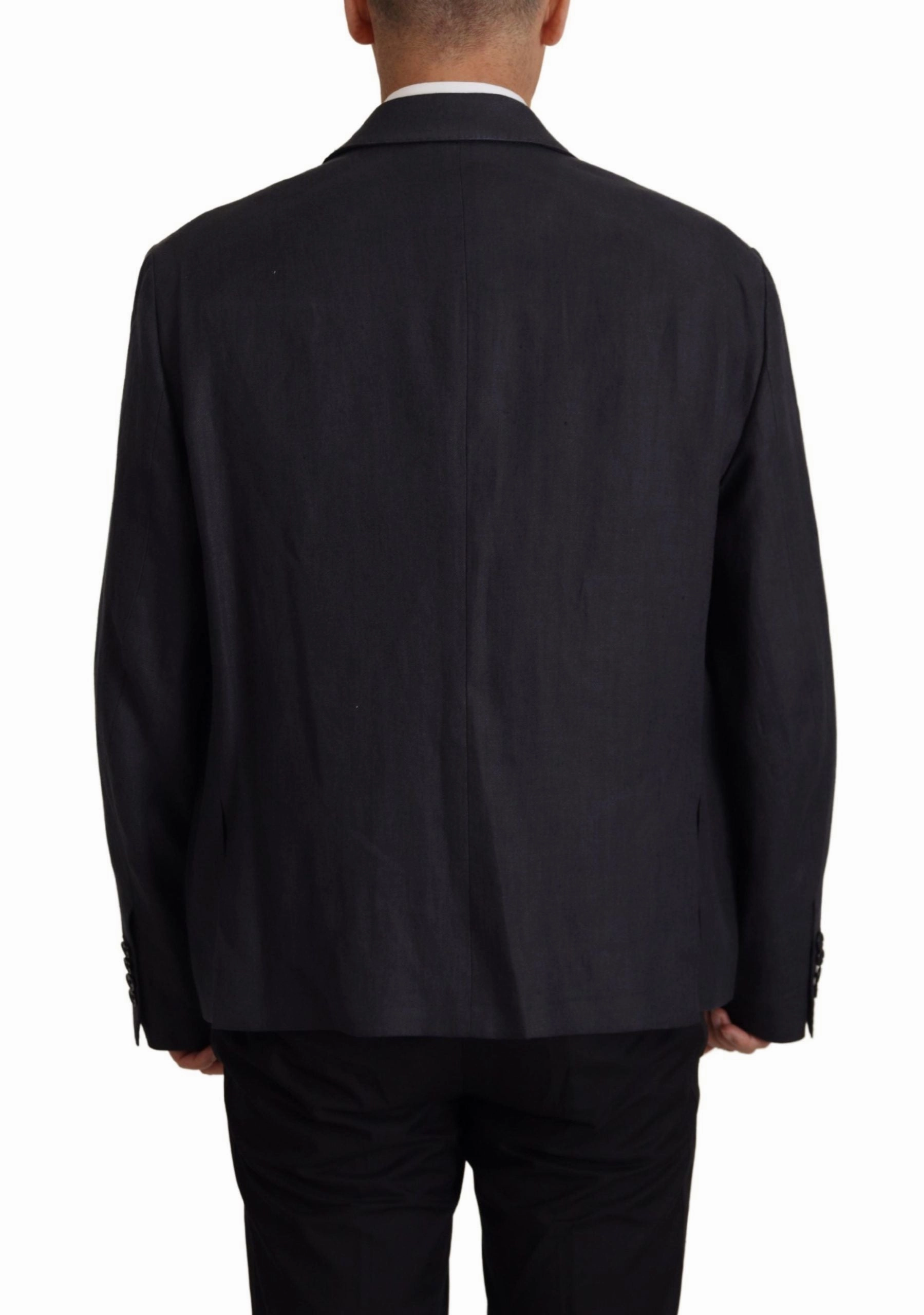 Dolce & Gabbana Sleek Double Breasted Navy Linen Men's Blazer