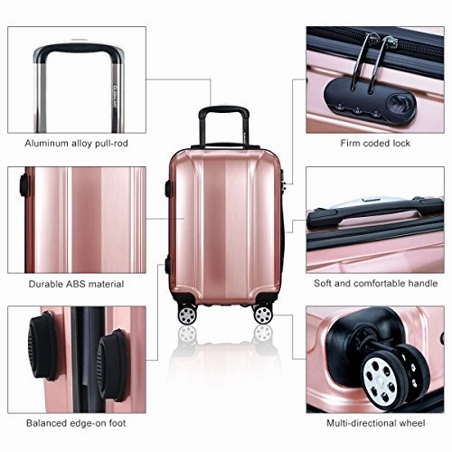 Durable 3 Piece Luggage Sets,BestComfort 8 Spinner Wheels Carry on Suitcase with Combination Lock