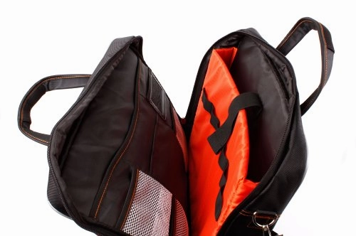 DURAGADGET Black and Orange Padded Carry Case with Removable Shoulder Strap for The Acer Aspire 3