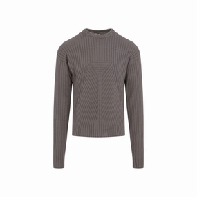 Dust Grey Cotton Round Neck Sweater designer sweaters outlet