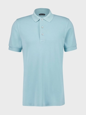 Dusty Blue Piqu Polo Tops Mens - men's t-shirts outlet