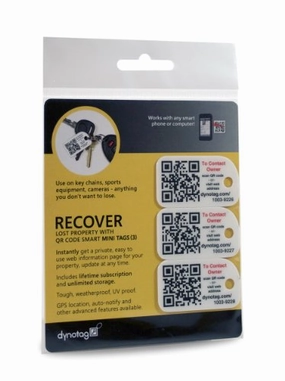 Dynotag Web/Gps Enabled Qr Code Smart Mini Tags - 3 Unique Tags For Gear