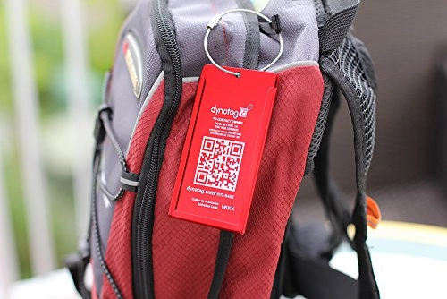 Dynotag Web/Gps Enabled Qr Smart Aluminum Convertible Luggage Tag W. Steel Loop (Ruby Red)
