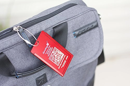 Dynotag Web/Gps Enabled Qr Smart Aluminum Convertible Luggage Tag W. Steel Loop (Ruby Red)