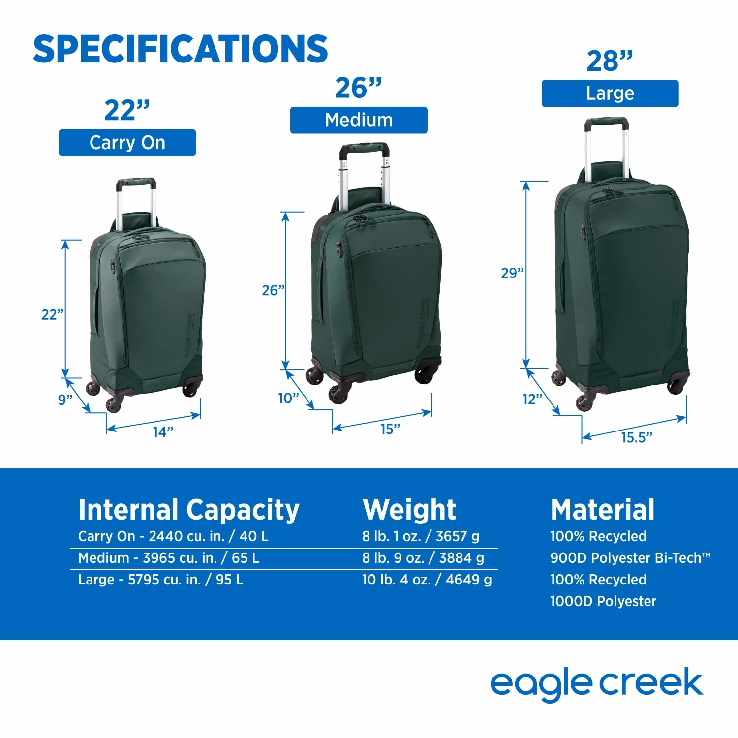 Eagle Creek Tarmac XE Carry On 4 Wheeled Luggage, 40L