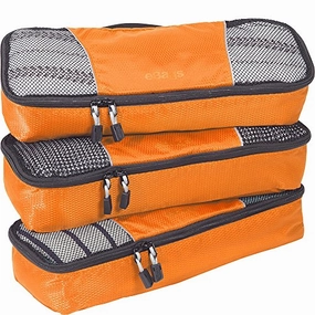 eBags Slim Packing Cubes for Travel - Organizers - 3pc Set - (Tangerine)