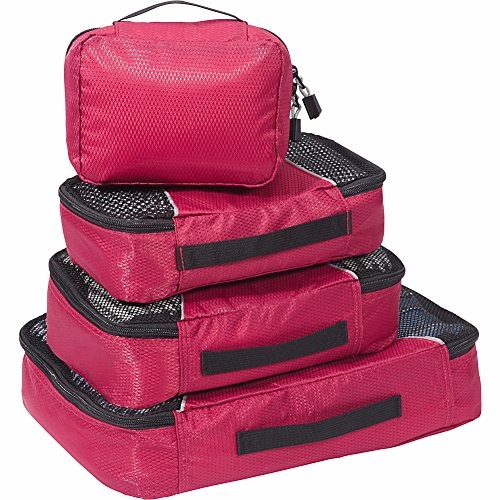 eBags Small/Medium Packing Cubes for Travel - Organizers - 4pc Set - (Grasshopper)